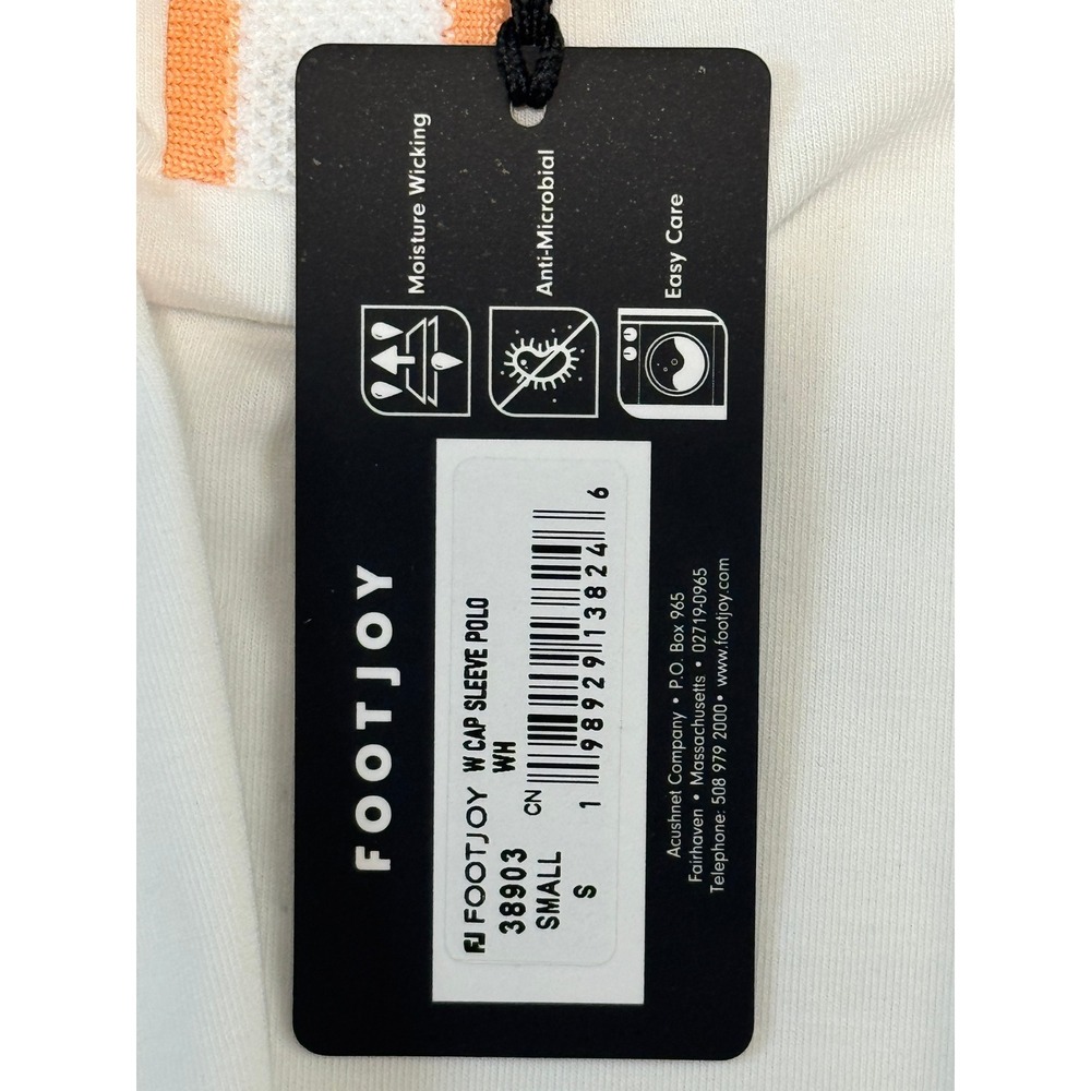 FootJoy Womens ProDry Cap Sleeve Golf Polo White Orange Trim 38903 Small NWT - Picture 7 of 8